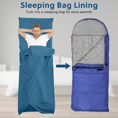 flintronic Sleeping Bag Liner 210 x 75 cm, Portable Camping Sleep Bag with Pillow Slot, Lightweight Travel Sleeping Bag for Camping Picnic Hiking Hostels-4PCS Blue — view 6