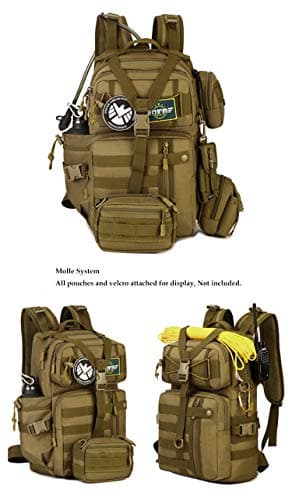 YuanWen Hiking Backpack, 30L Molle Tactical Backpack Military Assault Pack Laptop Waterproof Rucksack for Hiking Camping Travelling Outdoors Trekking Black — view 5