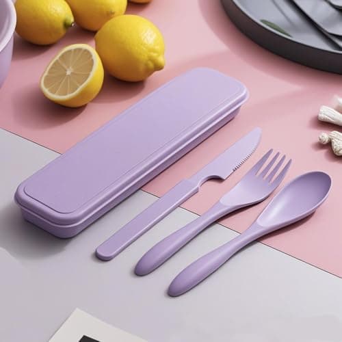 Travel Cutlery Set - Portable Camping Utensil for Daily Use (Purple,Purple) — view 3