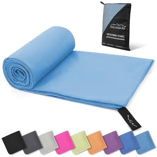 Style Slice Go Microfiber Towel - Quick-dry Lightweight Super Absorbent Travel Towel Sports Beach Gym Camping Hiking Drying Pets - Small Medium Extra Large (Light Blue, Small 100cm x 50cm)…