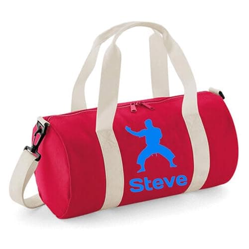 Personalised Martial Arts Overnight Bag Gym Holdall Sports Bag – Ideal Karate, Judo & Taekwondo, Large Travel Bag – Compact Size 20x20x40cm Dynamic Gift 12L Barrel Bag for Training – Red — view 2