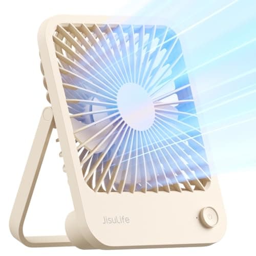 JISULIFE Small Desk Fan, 4500mAh Rechargeable Battery Powered
