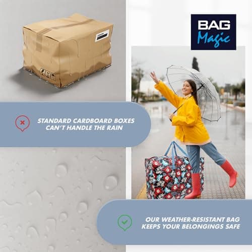 Extra-Large 100L Storage & Shopping Bag – Heavy-Duty PVC Zip Holdall for Laundry, Moving, Travel & Home Organisation - Red Flower — view 6