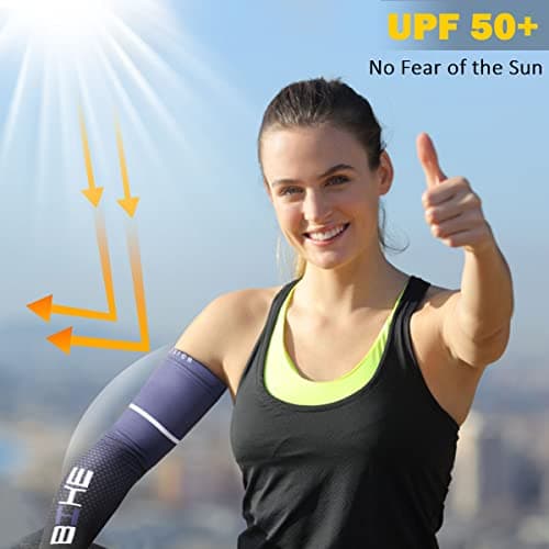 beister UV Sun Protection Cooling Compression Sleeves Arm Sleeves Men Women Sports (X-Large, Blue) — view 3