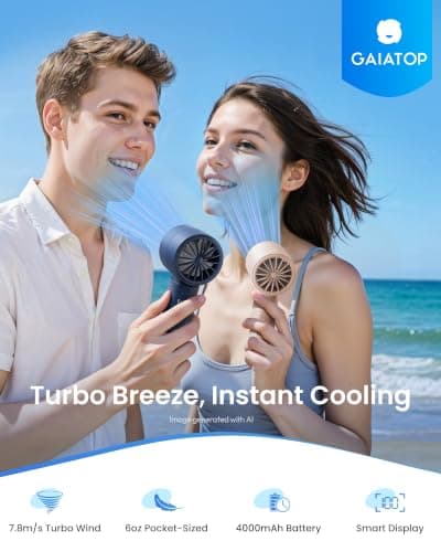 gaiatop Powerful Handheld Fan Rechargeable, High Speed 100-Level Turbo Fan — view 3