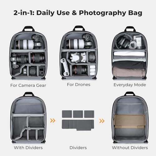K&F CONCEPT Camera Backpack Ultra Lightweight 25L Camera bag with RainCover — view 2