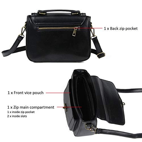 EVEOUT Casual Vegan Leather Cross Body Bag for Women, Retro Ladies Handbag Stylish Messenger Satchel Purse Bag Classic Vintage Top Handle Bags for Girls — view 6