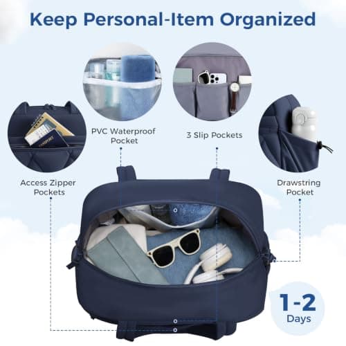 25L Travel Gym Bag for Women, Weekend Overnight Cabin Bag, Wet Pocket — view 3