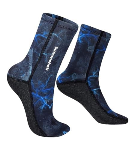 Summshall Neoprene Socks, 3mm Wetsuit Socks Thermal Diving Socks for Men Women, Blue, L/UK7-8.5/EUR41-42