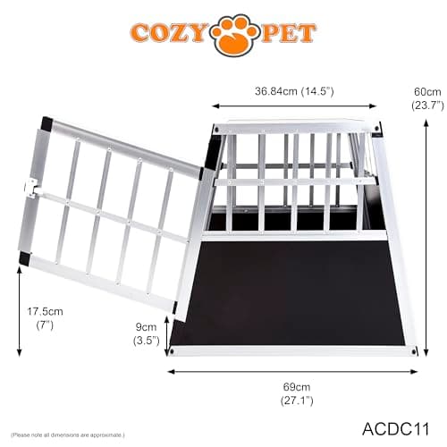 Cozy Pet Aluminium Car Dog Crate – 17 Sizes – Angled Car Boot Travel Cage – Lightweight Metal Dog Carrier - W 54 x D 69 x H 60cm ACDC11 — view 3