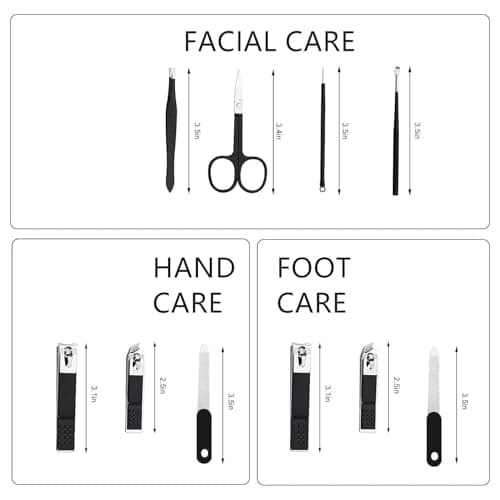 Nail Clipper Set Manicure Set Men Manicure Kit with Portable Travel Case Toe Finger Nail Clippers Personal Care Tools Kit Men Grooming Kit Present for Husband Boyfriend Family(Black White) — view 3