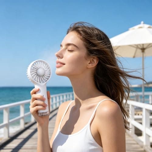 JytxhgzrVZ Portable Fan with Water Mist Spray, Mini USB Hand Fan Rechargeable, Fans Cooling Water Fan Handheld for Outdoor Indoor Summer Holiday Office, Travel Essentials (Purple B) — view 3