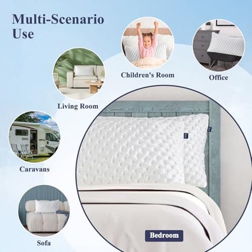 BedStory Pillows Pack of 2 - Shredded Memory Foam Pillow for Neck and Shoulder Pain Relief, Hypoallergenic and Cooling Bed Pillow - 50x75 cm, 1 Pair — view 6