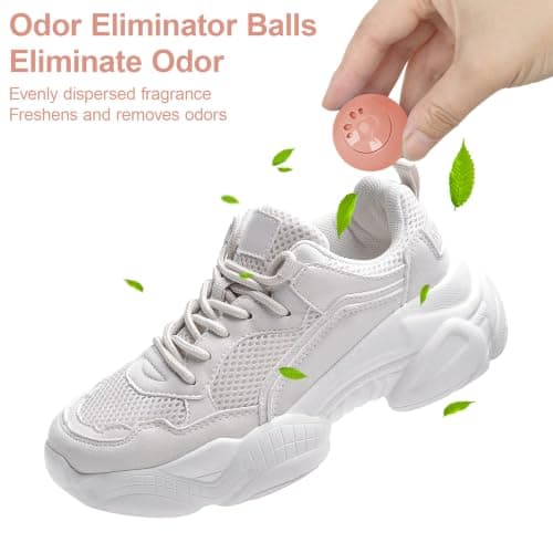 Upgrade 8 Pack Shoe Deodorizer Balls, Reusable Rotatable Sneaker Odor Eliminator Balls for Gym Bags Closets, Orange, One Size — view 4