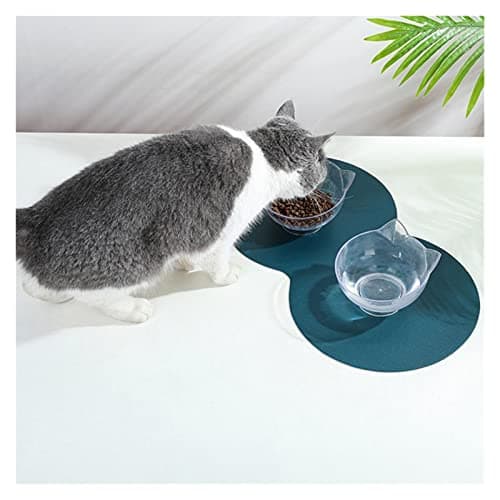 JINGYAN Feeding Mats for Dogs Faux Leather Durable Pet Food Water Pad Foldable Bowl Delicate for Cat(Green) — view 5