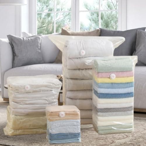 Pump-Free Vacuum Storage Bags, Seconds Quick Deflation Airtight Seal Moisture-Proof Eco-Friendly Stand-Up Space Saver Bags for Quilts Clothes Bedding 3 Pieces (Colored, 100x80x38cm) — view 2