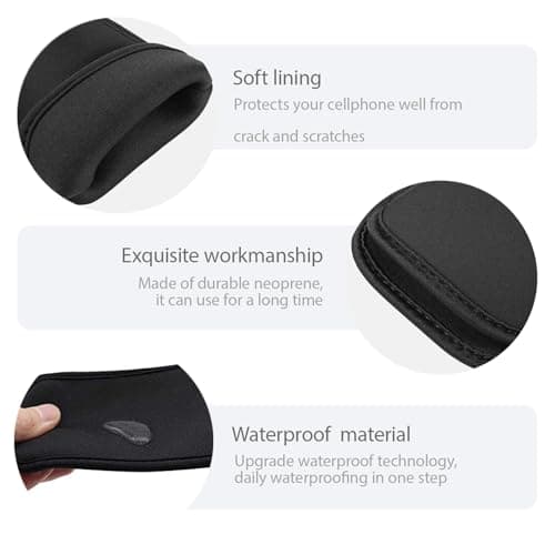 Universal Neoprene Phone Pouch,Shockproof & Scratch-Resistant Mobile Phone Sleeve for iPhone 17/16/15/14,Samsung Galaxy S26/S25/S24/S23 Ultra & Most Smartphones up to 6.7" black — view 4