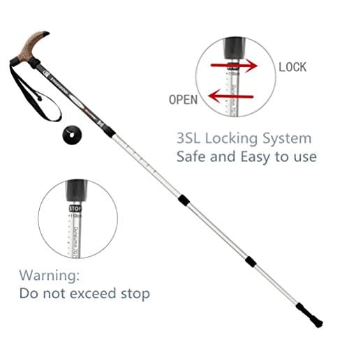 KRY T Aluminum Alloy Retractable Trekking Pole Telescopic Adjustable Anti-Static Hiking Pole Black — view 5