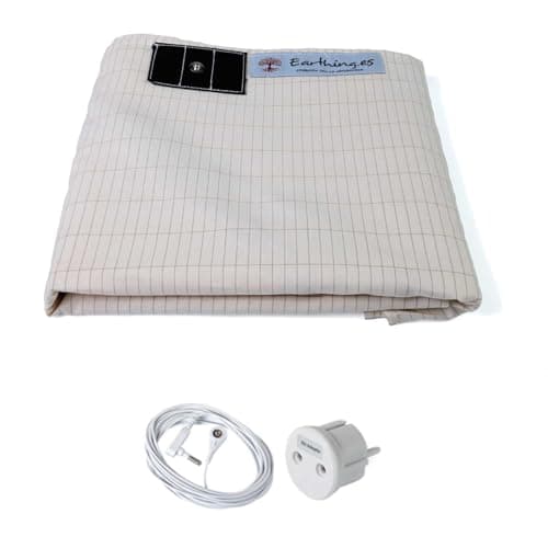 Earthing Grounding Organic Cotton Sheets with Silver Fibre - Ground Connection with Cable and Adapter - Stress Reduction, Better Sleep and Renewed Energy (Double Bed 200 x 200 x 200 x 200 cm) — view 4