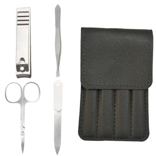 Manicure Set,4 PCS Professional Nail Clippers Kit Stainless Steel Pedicure Kit for Men Women Nail Care Tools Grooming Kit with Travel Case