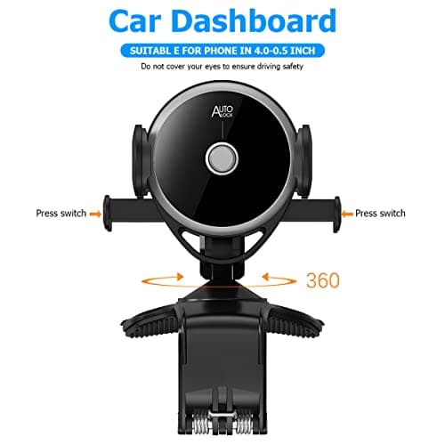 CGEAMDY Car Phone Holder Mount, Phone Mount for Car Dashboard, Cell Phone Stand with Parking Number Plate, 360 Degree Rotation One Hand Operation, Compatible with All 7.6 to 17.7 CM Smartphones — view 2