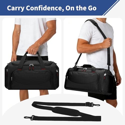 LONALIA Small Holdall Bag 30L, Gym Duffle Bag, Black — view 6