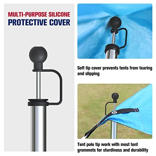 KOMCLUB Tarp Poles Adjustable Tent Pole Upgrade Thickened Stainless Steel Camping Tarp Pole for Outdoor Canopy Awning Rain Shelter-94.5 in Set of 2… — view 5