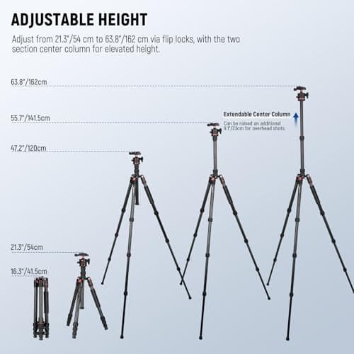 NEEWER BASICS Carbon Fiber Travel Tripod Monopod, 64" Compact, TP17B — view 3