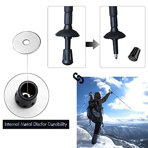 10pcs Walking Stick Rubber Tips,Walking Pole Ferrules With Shock Absorption,Spare Replacement Rubber Cane Tips Protectors Accessories,For Hiking Camping Climbing (11mm,Black) — view 5