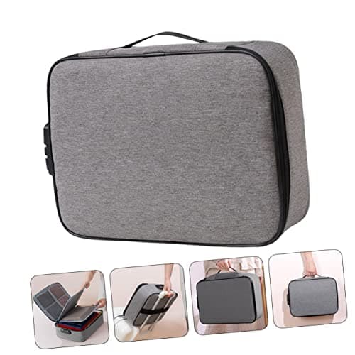 PartyKindom Document Lock Bag with Combination Lock, Grey Oxford Cloth — view 6