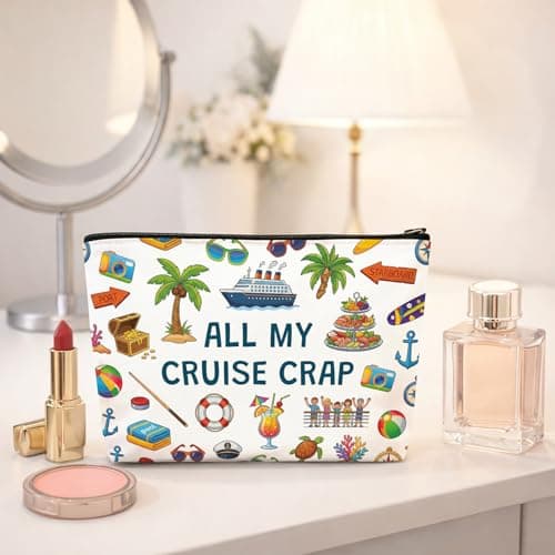 Cruise Makeup Bag, Cruise Cosmetic Bag Organiser with Zipper Toiletry, Cruise Lover Gifts for Women Vacation, Purse Organizer Pouches for Daughter Mum Friend, Sun Cream Bag for Beach Travel — view 4