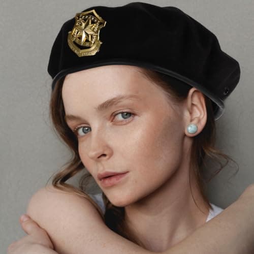 Healeved Black Woolen Beret Hat for Stage Performance Adjustable Fit — view 4