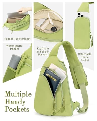 Cross Body Bag Women Shoulder Sling Bag Men with Anti-theft RFID Blocking Pocket Travel Crossbody Bag with Phone Pocket and Water Bottle Pocket, Green — view 4