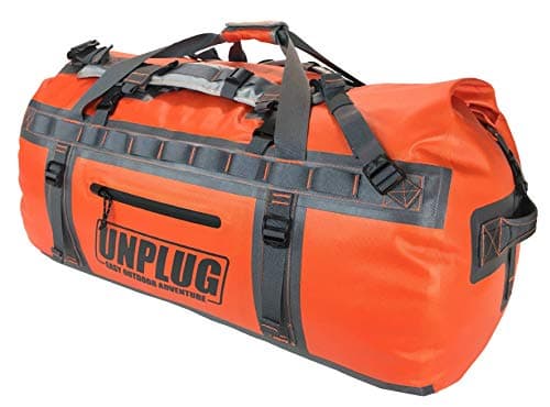 UNPLUG Ultimate Adventure Bag - 1680D Heavy Duty Waterproof Duffel Bag for Travel, Camping, Motorcycle, Hunting, Bug Out (110L Adventure Orange)