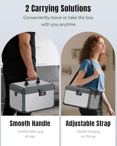 Uniclife Large Medicine Storage Box, 30 x 18 x 19 cm, Portable Medication Box with Combination Lock & Handle, Metal Lockable Medicine Box, Security First Aid Medical Box — view 3