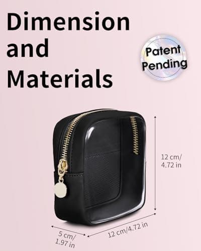 Clear Makeup Bag for Handbag, Mini Make Up Bag for Purse, Small Makeup Pouch for Women, Small Cosmetic Bag with Slip-in Pockets Eco Vegan Leather, Black (Patent Pending) — view 3