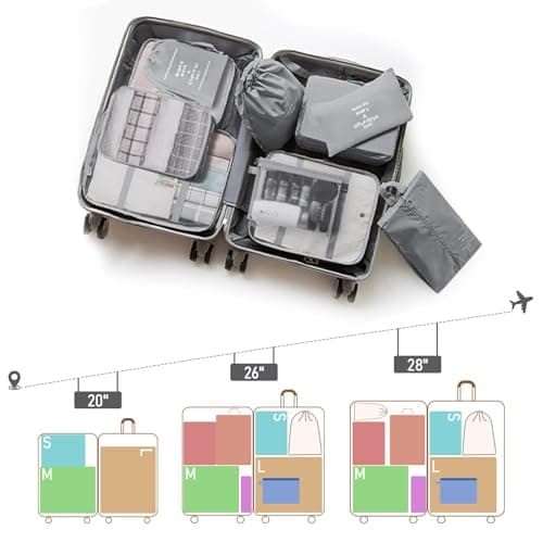 Packing Cubes for Suitcases, 10 pcs Travel Organiser Packing Bags for Clothes Shoes Toiletries Travel Luggage Organizers Storage Bags — view 4
