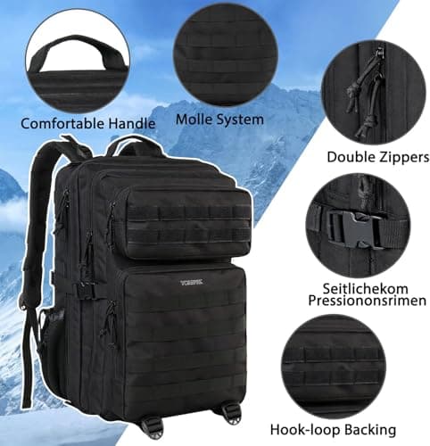 YOREPEK Military Tactical Travel Backpack, 45L Army Rucksack with Molle — view 5