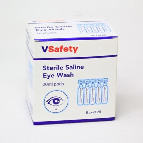 V Safety 25 x Sterile Saline Eye Wash Pods 20ml 0.9% Sodium Chloride — view 2
