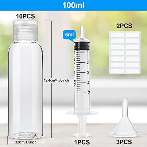 Sinofort 10Pcs 100ML Travel Bottles for Toiletries with Funnels and Labels — view 2