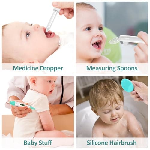 Qunlions life Baby Healthcare and Grooming Kit, Infant Safety Care Set with Hair Brush Comb Nail Clipper, Baby Essentials Kit for Newborn Girls Boys (Green 14 in 1） — view 5