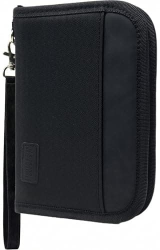 Passport Holder Travel Wallet, For 2 Passports, Small Passport Bag, Double, Dual, A5, Document Folder, Case, Purse, RFID Blocking, Holiday, Waterproof Organisers, Travel Accessories, Black, UK BCL