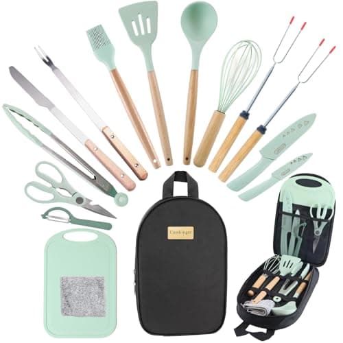 Camkinger Camping Cooking Utensils Set, Silicone Cookware for Travel BBQ