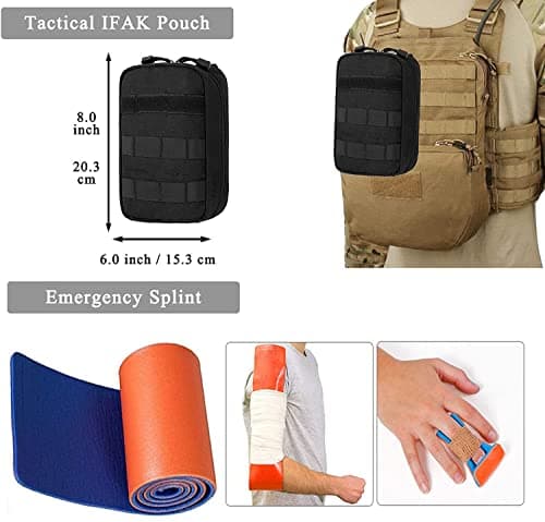 Emergency Survival Kits, Tactical Military Trauma First Aid Kit, Molle EMT IFAK Pouch Outdoor Gear Tourniquet Bandage Bleeding Control Kit for Camping Hiking Hunting Travel Car Adventures (Black) — view 3