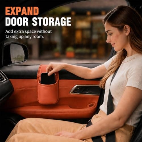 Car Door Storage Pocket, Car Door Cup Holder (Orange) — view 4