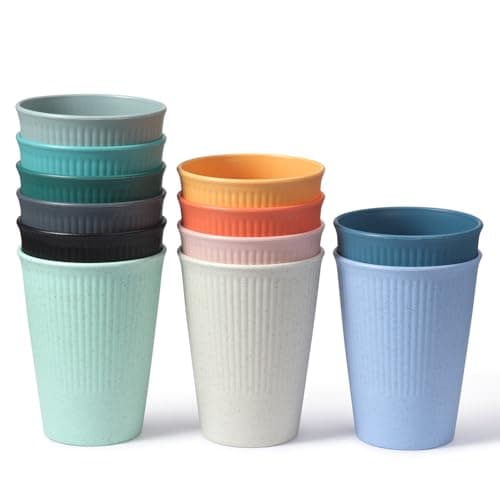 Otcboimo 12 Pack Reusable Plastic Cups, 350ml Unbreakable Drinking Tumbler