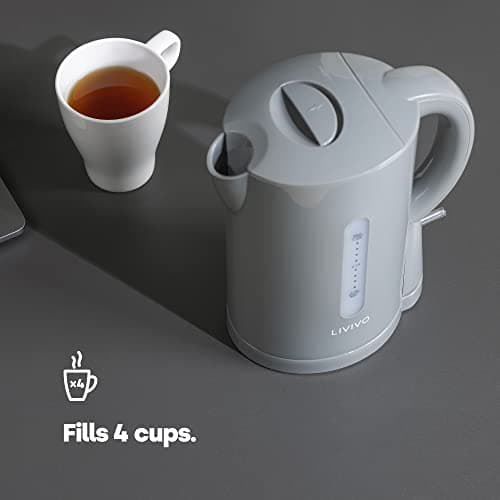 LIVIVO 1L Cordless Kettle - 900W Compact, Makes 4 Cups Electric Kettle Cordless with Boil Protection, Auto Shut off, Detachable Jug - Kettles Electric Cordless for Home, Office & Travel - Grey — view 3