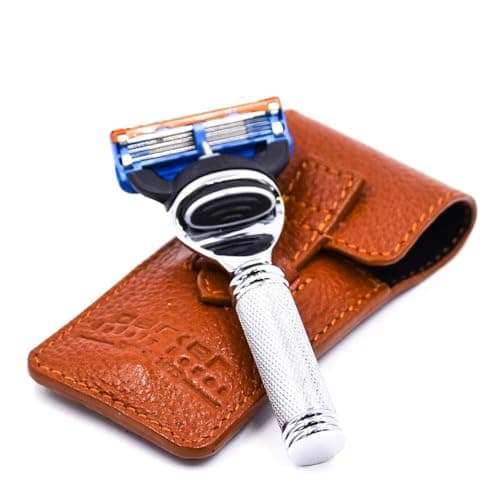 Parker Safety Razor, 5 Blade Travel Razor with Luxurious Saddle Leather Case - Compatible with Gillette's Fusion Razor Cartridges — view 2