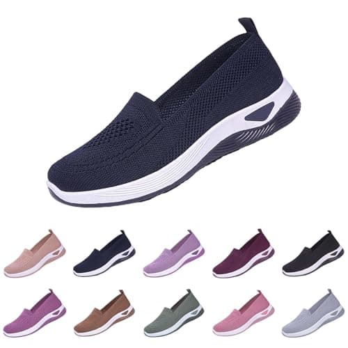 cfpqv Slip On Trainers Women's Orthopaedic Shoes Lightweight Mesh Sports Shoes Breathable Trainers Walking Shoes Gym Fitness Running Shoes Running Walking Road Running Shoes Bequme Slip-On Shoes Size