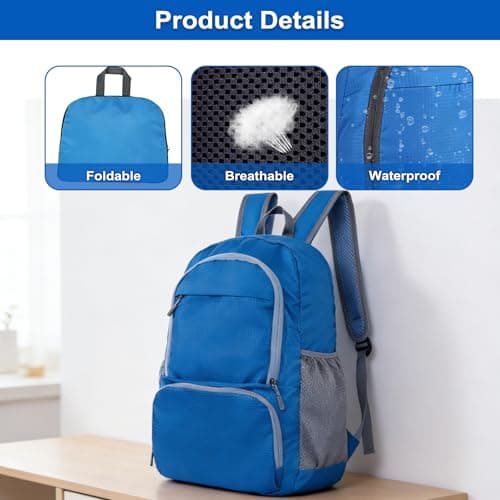 Waterproof Packable Rucksack, 30L Foldable Travel Backpack Daypack — view 3